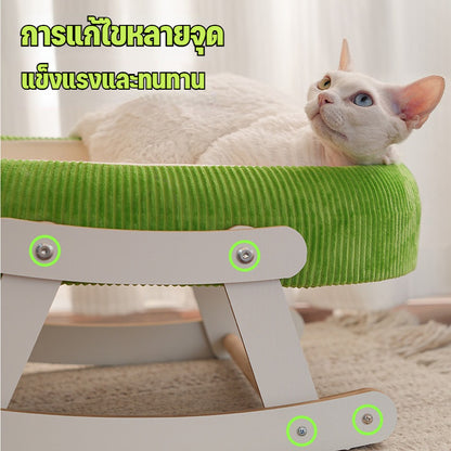 เปลนอนแมวไม้ เปลนอนแมวแบบยกสูง – เย็นสบาย ระบายอากาศได้ดี และนุ่มสบาย