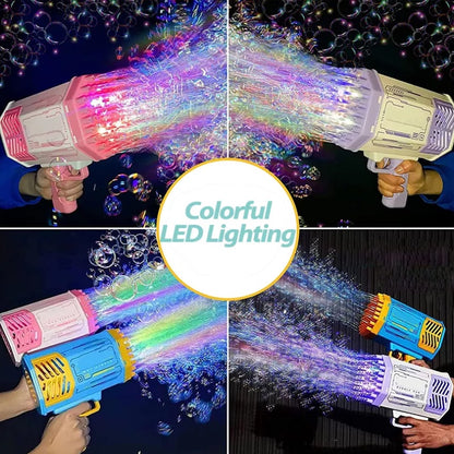 ปืนเป่าฟองสบู่ 69 รู เป่าฟองสบู่ได้จำนวนมาก พร้อมเอฟเฟกต์แสงไฟ - 图片1