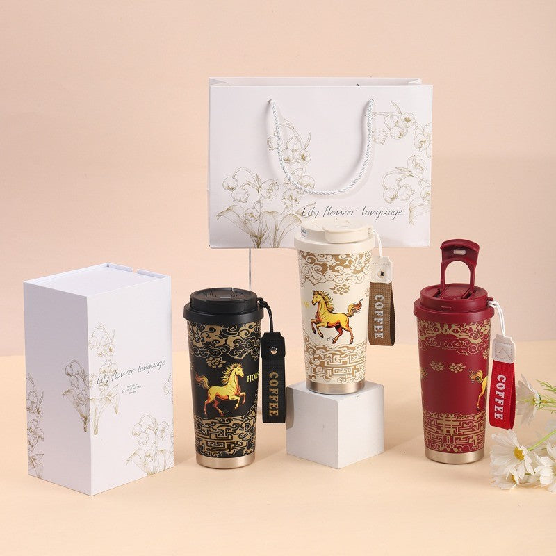 กล่องของขวัญปีม้า 2026 - แก้วเก็บความร้อนสแตนเลส 316 ของขวัญปีใหม่ - 图片3