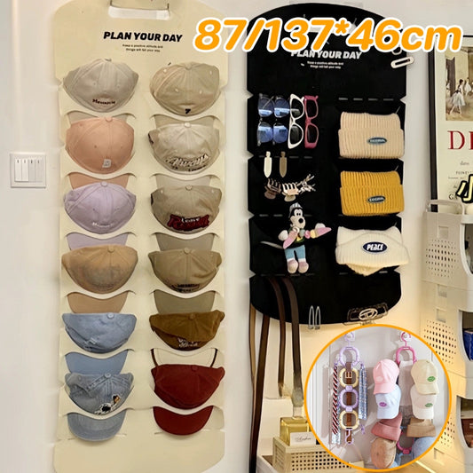 ที่แขวนหมวกแบบติดประตู ทำจากผ้าสักหลาด สามารถแขวนหมวกได้หลายใบ - 主图