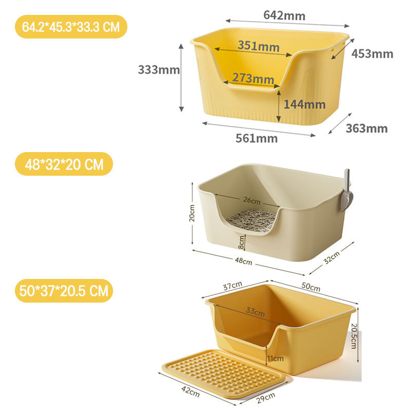 กระบะทรายแมวขนาดใหญ่พิเศษ ขอบสูง กันน้ำกระเด็น - 图片1