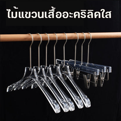 ไม้แขวนเสื้ออะคริลิคใส, ไม้แขวนกางเกง, ตะขอสีเงิน - 主图