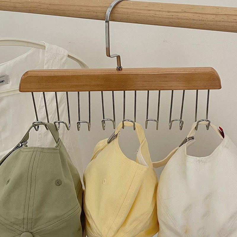 ไม้แขวนเสื้อไม้เนื้อแข็งพร้อมตะขอ 8 อัน - 图片6