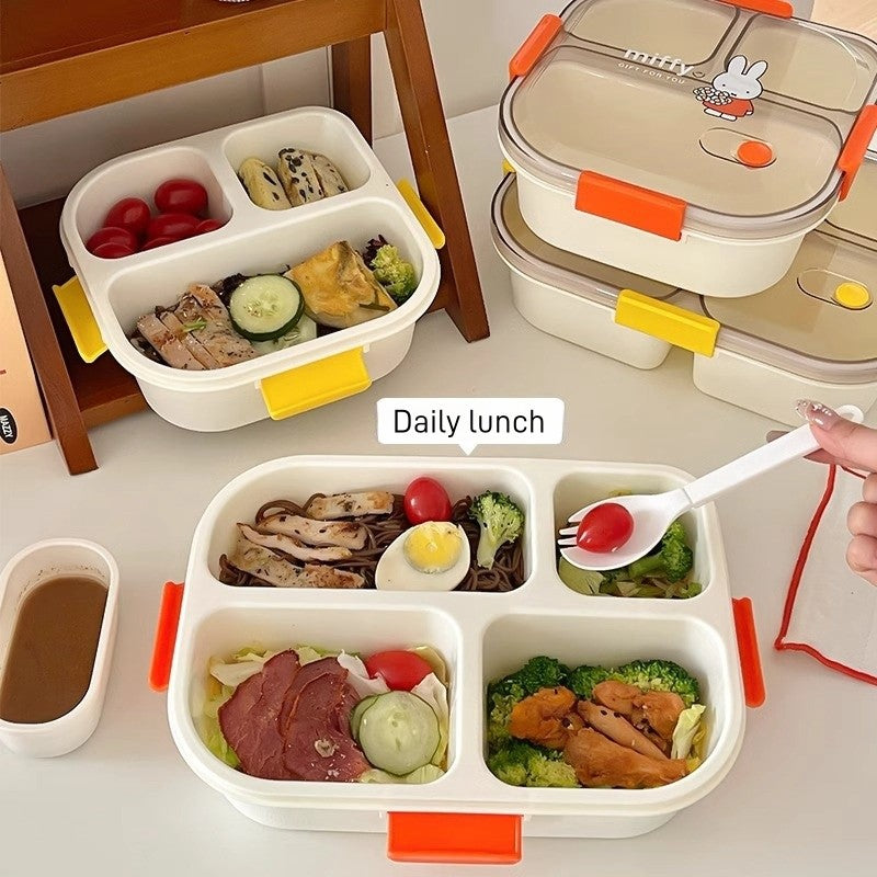 กล่องอาหารกลางวันน่ารัก ใช้กับไมโครเวฟได้ มาพร้อมภาชนะใส่น้ำจิ้มและช้อน - 图片4