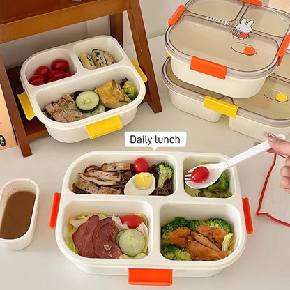 กล่องอาหารกลางวันน่ารัก ใช้กับไมโครเวฟได้ มาพร้อมภาชนะใส่น้ำจิ้มและช้อน - 图片4