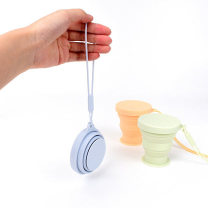 แก้วน้ำพับได้  silicone folding cup ถ้วยยืดไสลด์ มีที่หิ้วมีฝาปิด - 图片2