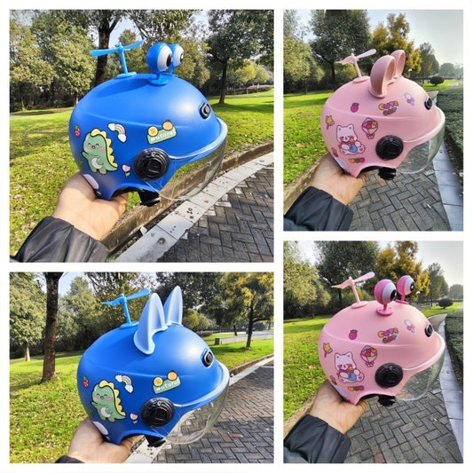 หมวกกันน็อคสำหรับเด็ก ดีไซน์ลายการ์ตูนกังหันลมเล็ก ๆ ทนทานและน่ารัก