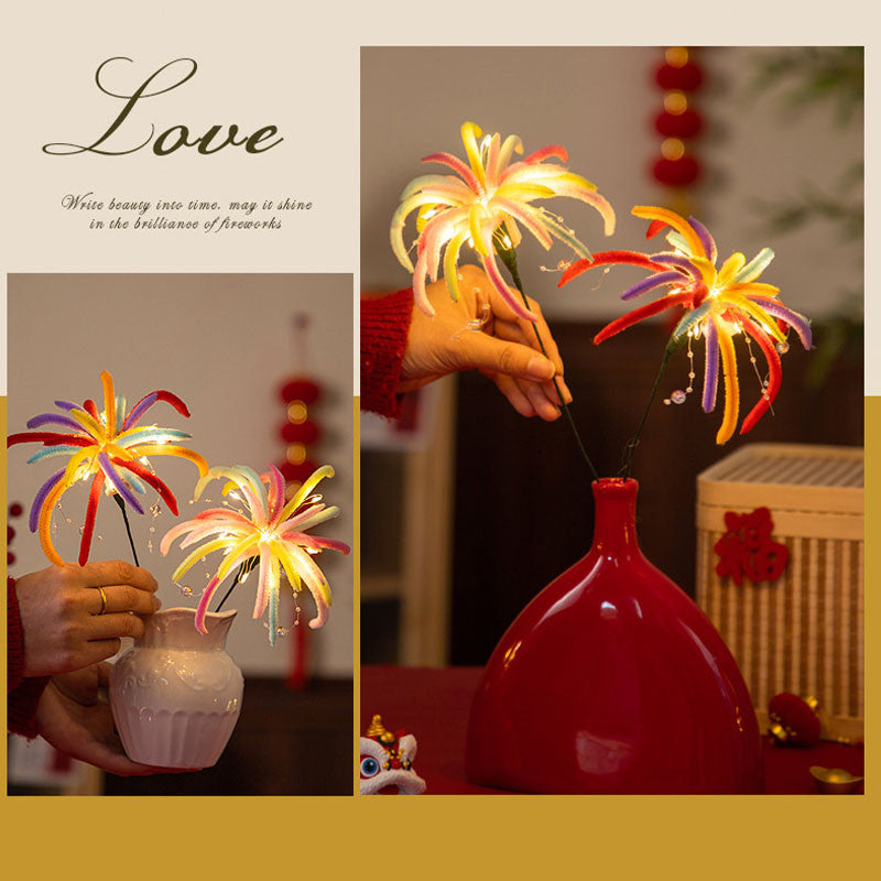 ของเล่นดอกไม้ไฟจากไหมพรมกำมะหยี่ DIY ของขวัญปีใหม่ (พร้อมไฟ) - 图片6