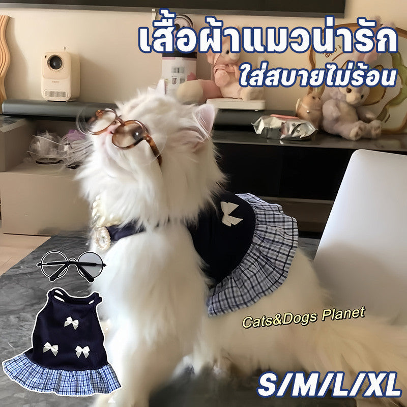 เสื้อผ้าลายแมวน่ารัก เนื้อผ้าเบาและระบายอากาศได้ดี ดีไซน์เรียบหรู - 图片4