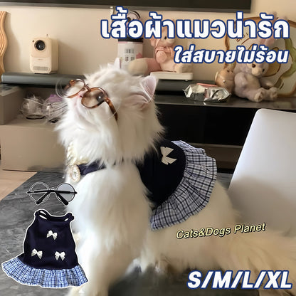 เสื้อผ้าลายแมวน่ารัก เนื้อผ้าเบาและระบายอากาศได้ดี ดีไซน์เรียบหรู - 图片4