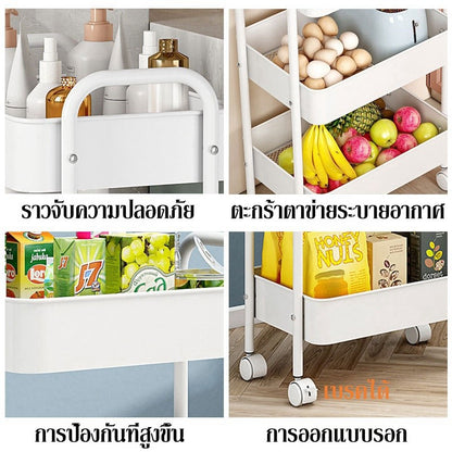 ชั้นวางของ 3 ชั้น มีล้อ แบบรถเข็น เคลื่อนย้ายสะดวก - 图片2