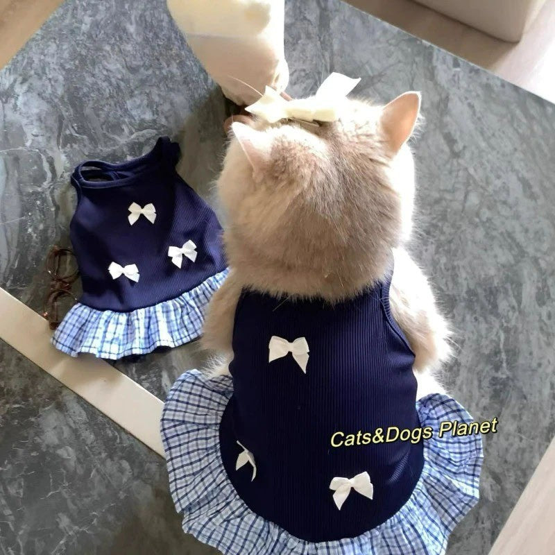 เสื้อผ้าลายแมวน่ารัก เนื้อผ้าเบาและระบายอากาศได้ดี ดีไซน์เรียบหรู - 图片1