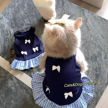 เสื้อผ้าลายแมวน่ารัก เนื้อผ้าเบาและระบายอากาศได้ดี ดีไซน์เรียบหรู - 图片1