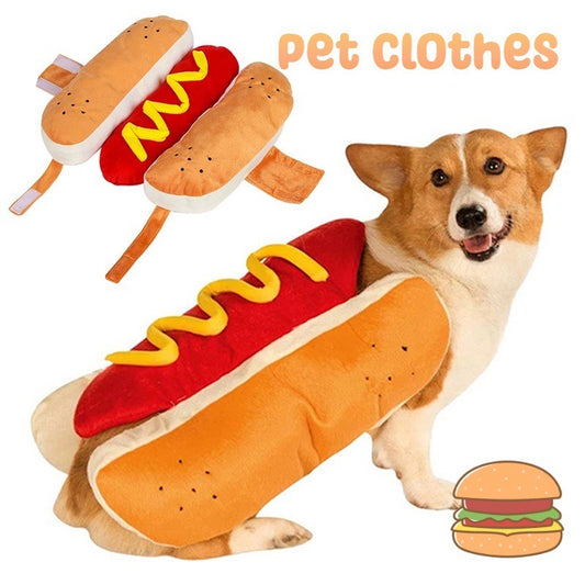 เสื้อผ้าสัตว์เลี้ยงลายไส้กรอกแฮมเบอร์เกอร์ - 主图