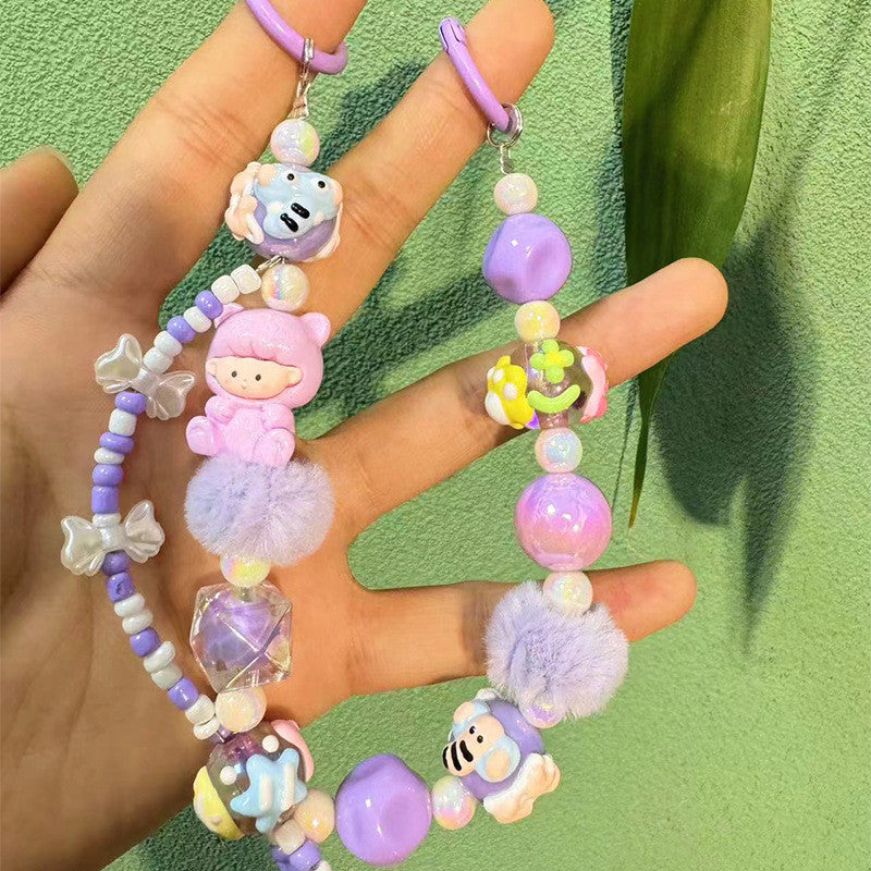 พวงกุญแจลูกปัดสำหรับเด็ก ลูกปัดหลากสี สายคล้องโทรศัพท์มือถือ - 图片1