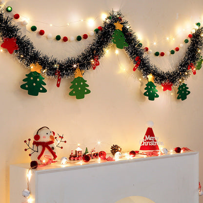 พวงหรีดคริสต์มาสระยิบระยับ ริบบิ้น และป้ายไฟ LED คริสต์มาส - 图片6