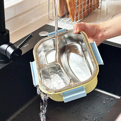 กล่องอาหารกลางวัน เกรดอาหาร 304 สแตนเลส กล่องข้าวเด็ก ช้อนและตะเกียบฟรี - 图片2