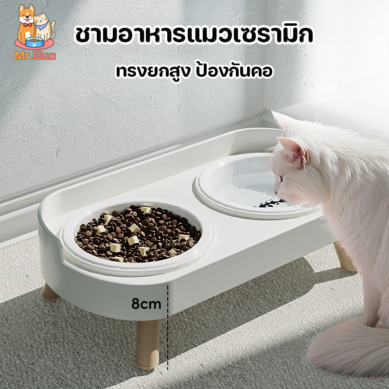 ชามอาหารสัตว์เลี้ยงดีไซน์ยกสูงเพื่อช่วยปกป้องคอของสัตว์เลี้ยง - 主图