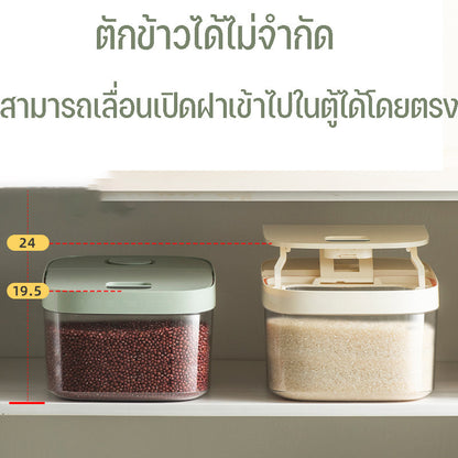 ภาชนะเก็บข้าว ทำจากพลาสติกคุณภาพสูง มีฝาปิดแบบเลื่อนและถ้วยตวง - 图片4