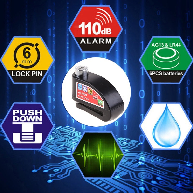 ที่ล็อคมอไซค์ มีเสียง กันน้ำ กุญแจ ล็อคดิส กุญแจล็อคมอไซ 7 มม แบบมีเสียง 110 dB - 图片2