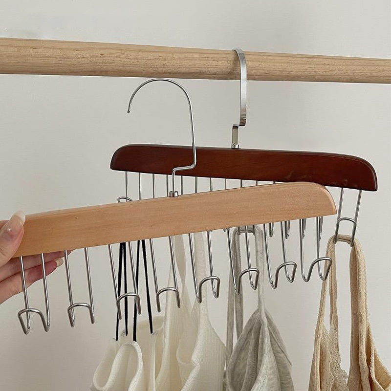 ไม้แขวนเสื้อไม้เนื้อแข็งพร้อมตะขอ 8 อัน - 图片4