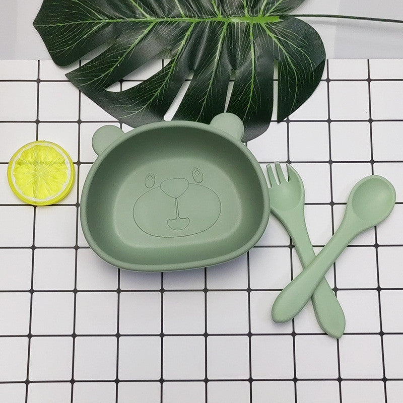 ชามอาหารซิลิโคนสำหรับเด็ก พร้อมช้อนและส้อม 300มล. - 图片7