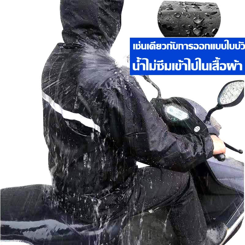 เสื้อกันฝนสำหรับผู้ใหญ่ มีฮู้ดและแถบสะท้อนแสง - 图片3