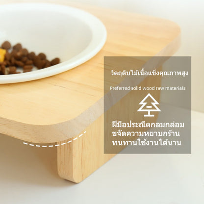 ชามอาหารแมว: ชามเซรามิกและชามไม้ ดีไซน์ป้องกันการพลิคว่ำ - 图片4