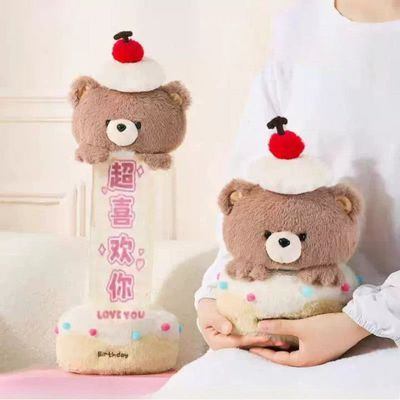 ตุ๊กตาหมีเท็ดดี้เค้กวันเกิด ตุ๊กตาผ้าพลัชพร้อมป้ายข้อความดึงออกได้ - 图片3
