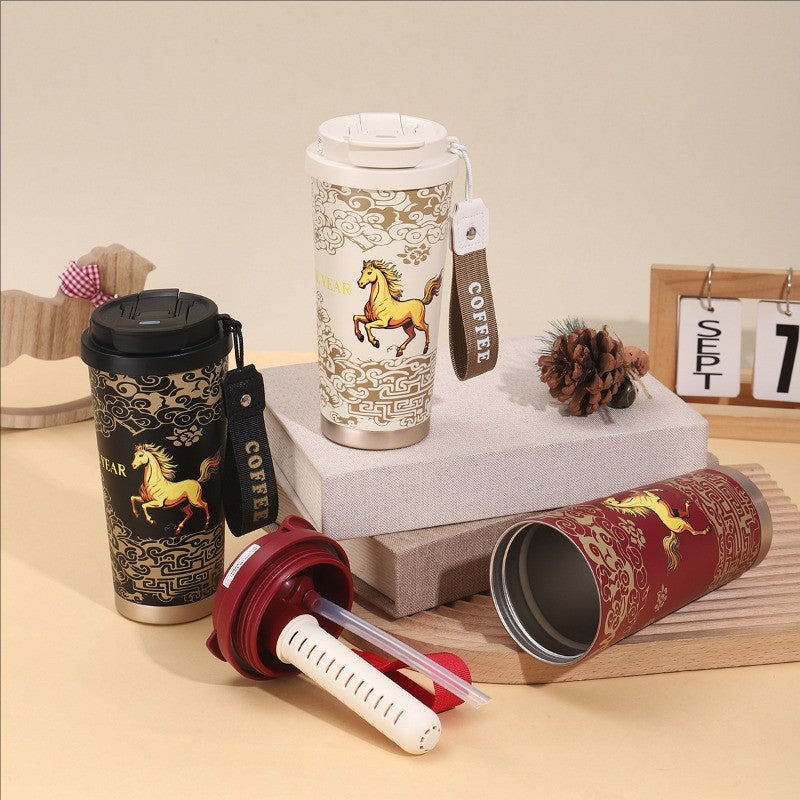 กล่องของขวัญปีม้า 2026 - แก้วเก็บความร้อนสแตนเลส 316 ของขวัญปีใหม่ - 图片1