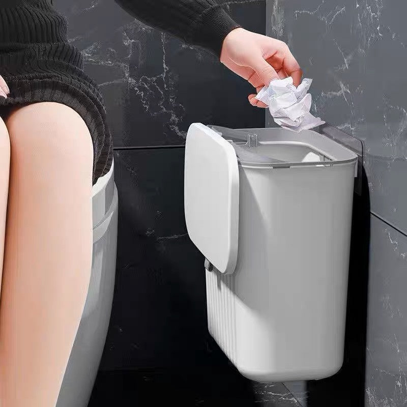 ถังขยะติดผนังพร้อมฝาปิด ไม่ต้องเจาะรู อเนกประสงค์ ความจุ 9 ลิตร - 图片8