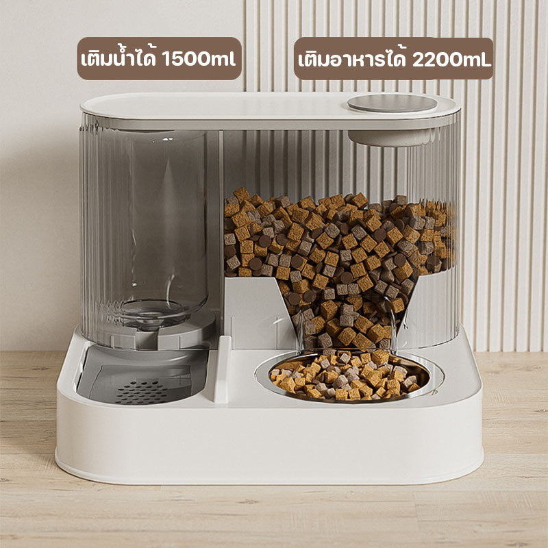 เครื่องให้อาหารและให้น้ำสัตว์เลี้ยงอัตโนมัติ 2-in-1 ทำจากสแตนเลส - 图片1