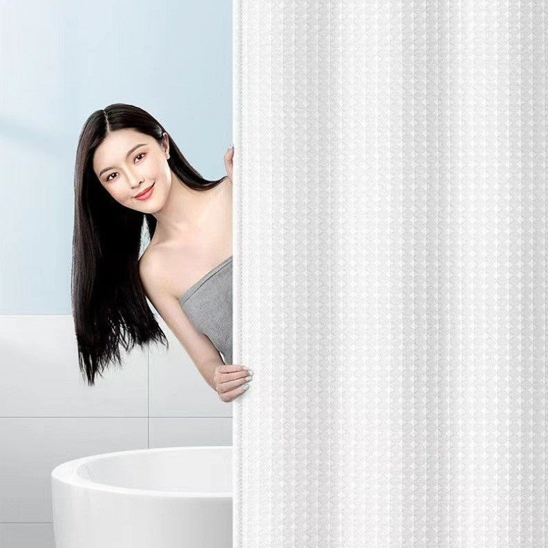 ผ้าม่านห้องน้ำ ผ้าม่านพลาสติกทึบแสง กันน้ำ ติดตั้งง่าย, - 图片5
