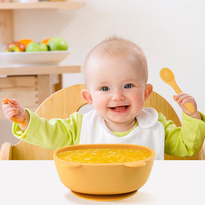 ชามอาหารซิลิโคนสำหรับเด็ก พร้อมช้อนและส้อม 300มล. - 图片2