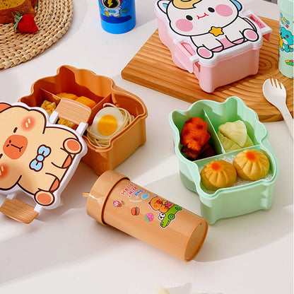 กล่องอาหารกลางวันน่ารัก ใช้กับไมโครเวฟได้ มาพร้อมภาชนะใส่น้ำจิ้มและช้อน - 图片3