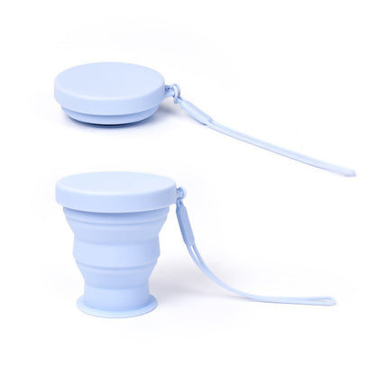 แก้วน้ำพับได้  silicone folding cup ถ้วยยืดไสลด์ มีที่หิ้วมีฝาปิด - 图片4