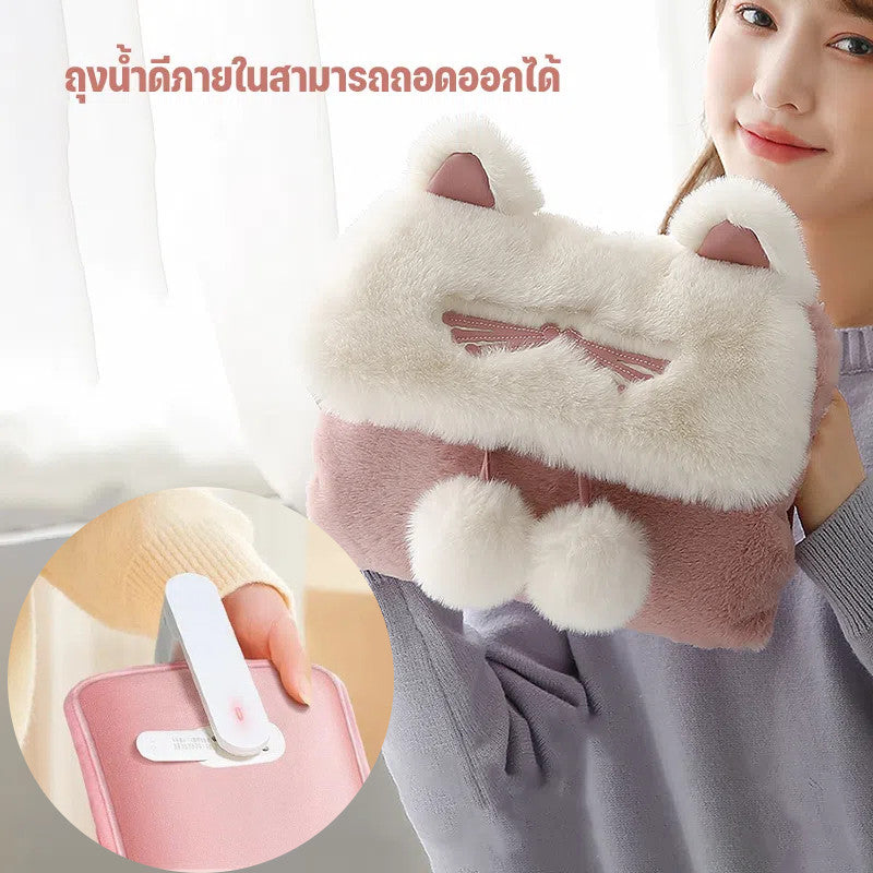 กระเป๋าน้ำร้อนไฟฟ้า ทำจากผ้ากำมะหยี่ รักษาอุณหภูมิให้คงที่ที่ 65 องศาเซลเซียส - 图片5