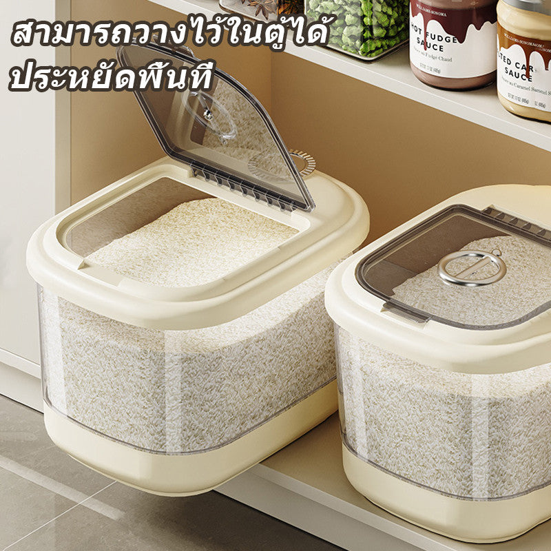 ภาชนะเก็บข้าว ป้องกันแมลงและความชื้น มีล้อเพื่อความสะดวกในการเคลื่อนย้าย - 图片2