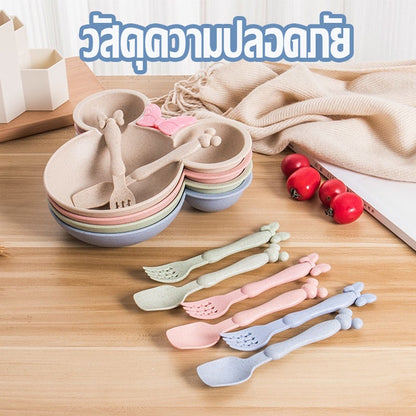 ชามสำหรับเด็กมีช้อนและส้อมมาให้ด้วย และมีลายมิกกี้เมาส์ - 图片1