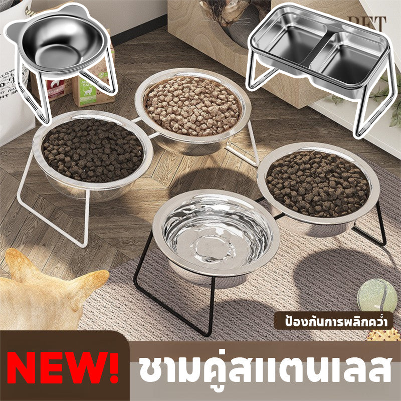 ชามสแตนเลสสองชั้นสำหรับสัตว์เลี้ยง - 主图
