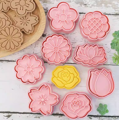 แม่พิมพ์คุกกี้รูปดอกไม้ - ชุด 8 ชิ้น