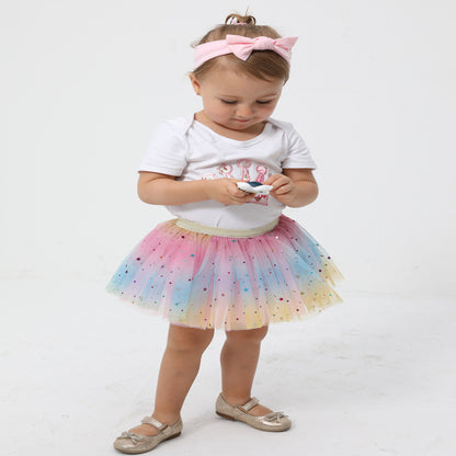 กระโปรงเต้นรำผ้าตาข่ายสีรุ้งความยาวครึ่งตัว - 图片5