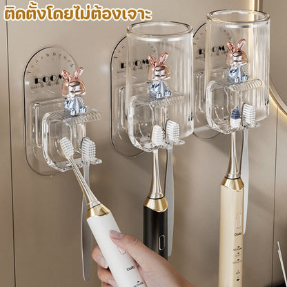 ที่วางแปรงสีฟันติดผนังรูปกระต่าย ไม่ต้องเจาะรู ป้องกันเชื้อรา และระบายอากาศได้ดี - 主图