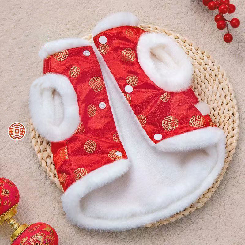 เสื้อผ้าสัตว์เลี้ยงฤดูใบไม้ร่วง/ฤดูหนาวสำหรับเทศกาลตรุษจีน - 图片6