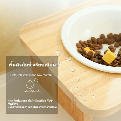 ชามอาหารแมว: ชามเซรามิกและชามไม้ ดีไซน์ป้องกันการพลิคว่ำ - 图片5