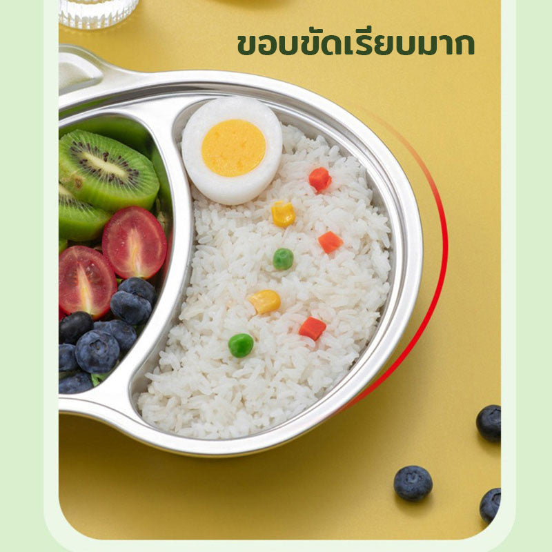 จานอาหารสแตนเลสสำหรับเด็ก พร้อมภาชนะใส่อาหาร 4/5 ช่อง - 图片4