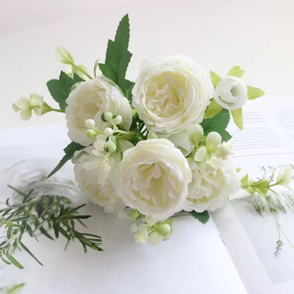 ดอกไม้ปลอม ช่อดอกกุหลาบ ดอกไม้ประดิษฐ์ DIY 5 ดอก  สําหรับตกแต่งบ้าน งานแต่งงาน