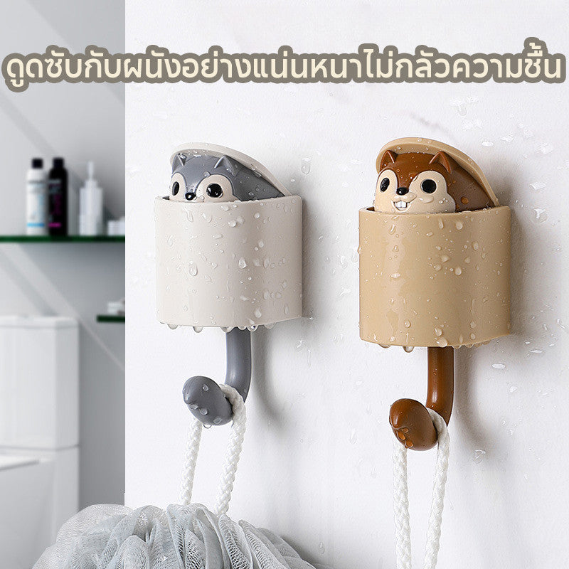 ตะขอกระรอกไม่มีการเจาะตะขอตะขอติดหนึบขนาดเล็กสร้างสรรค์ตะขอแขวนผนัง - 图片1