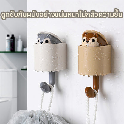 ตะขอกระรอกไม่มีการเจาะตะขอตะขอติดหนึบขนาดเล็กสร้างสรรค์ตะขอแขวนผนัง - 图片1