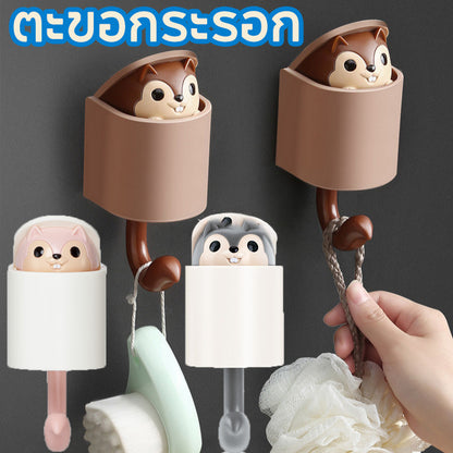 ตะขอกระรอกไม่มีการเจาะตะขอตะขอติดหนึบขนาดเล็กสร้างสรรค์ตะขอแขวนผนัง - 主图